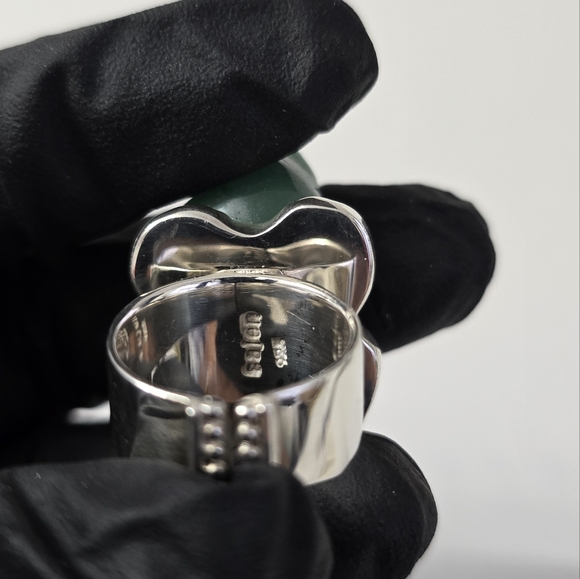 Rare Sajen Sterling Silver 925 Jade Frog Ring - Picture 2 of 12